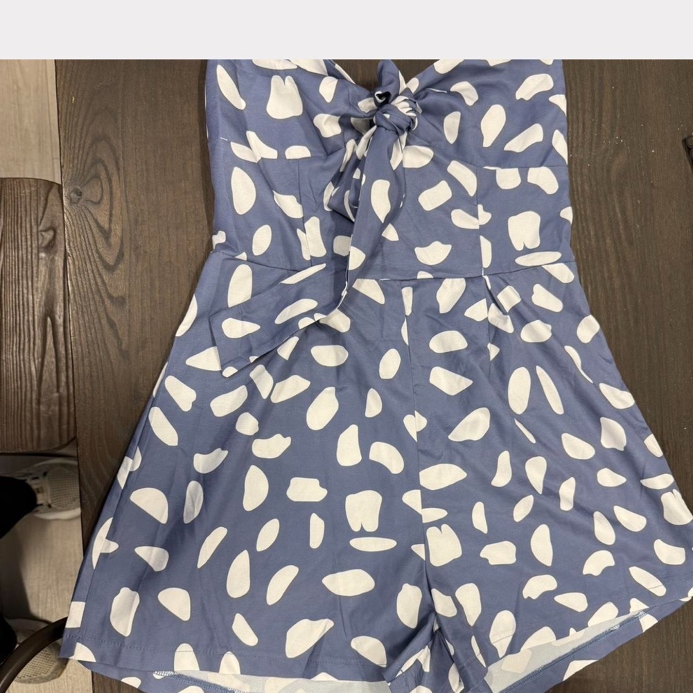 Blue and White Patterned Women's Shorts